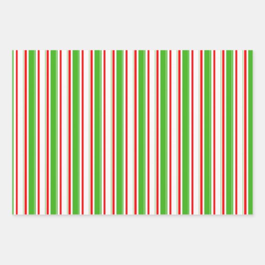 Groene, witte, rode, met kerstmis gekleurde lijnen inpakpapier vel (Voorkant 3)