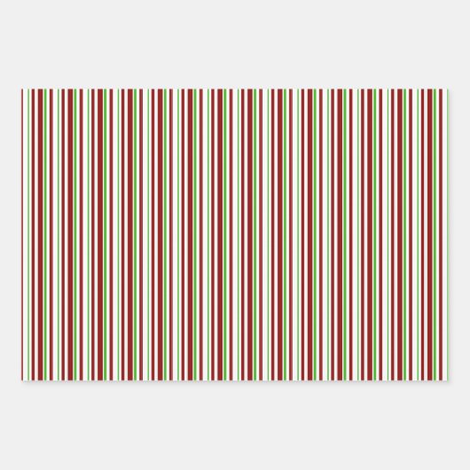 Groene, witte, rode, met kerstmis gekleurde lijnen inpakpapier vel (Voorkant 2)