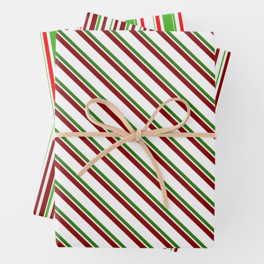 Groene, witte, rode, met kerstmis gekleurde lijnen inpakpapier vel (In situ)