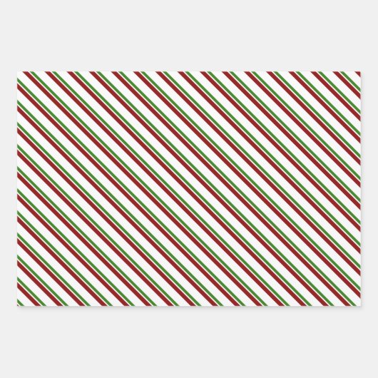Groene, witte, rode, met kerstmis gekleurde lijnen inpakpapier vel (Voorkant)