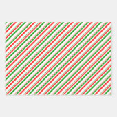 Groene, witte, rode, met kerstmis gekleurde lijnen inpakpapier vel (Voorkant 2)
