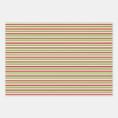 Groene, witte, rode, met kerstmis gekleurde lijnen inpakpapier vel (Voorkant)