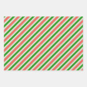 Groene, witte, rode, met kerstmis gekleurde lijnen inpakpapier vel (Voorkant 2)