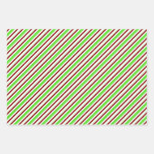 Groene, witte, rode, met kerstmis gekleurde lijnen inpakpapier vel (Voorkant)