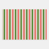 Groene, witte, rode, met kerstmis gekleurde lijnen inpakpapier vel (Voorkant 3)