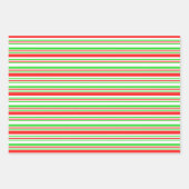 Groene, witte, rode, met kerstmis gekleurde lijnen inpakpapier vel (Voorkant 2)
