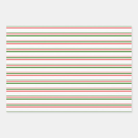 Groene, witte, rode, met kerstmis gekleurde lijnen inpakpapier vel (Voorkant)