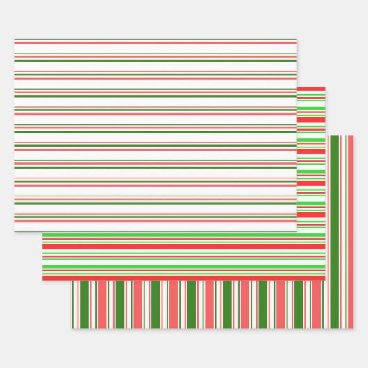 Groene, witte, rode, met kerstmis gekleurde lijnen inpakpapier vel (Set)