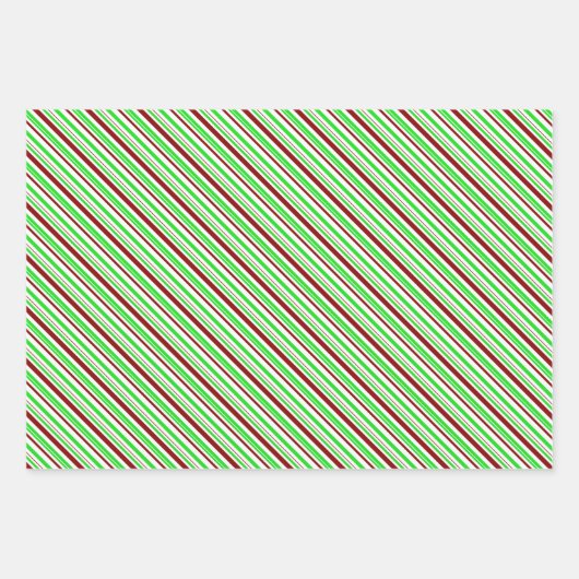 Groene, witte, rode, met kerstmis gekleurde lijnen inpakpapier vel (Voorkant 3)