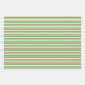 Groene, witte, rode, met kerstmis gekleurde lijnen inpakpapier vel (Voorkant 2)