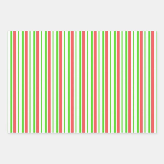 Groene, witte, rode, met kerstmis gekleurde lijnen inpakpapier vel (Voorkant)