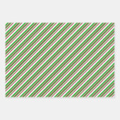 Groene, witte, rode strepen met kerststijl inpakpapier vel (Voorkant 2)