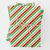 Groene, witte, rode strepen met kerststijl inpakpapier vel (In situ)