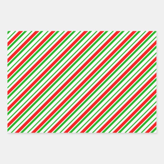 Groene, witte, rode strepen met kerststijl inpakpapier vel (Voorkant)