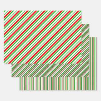 Groene, witte, rode strepen met kerststijl inpakpapier vel