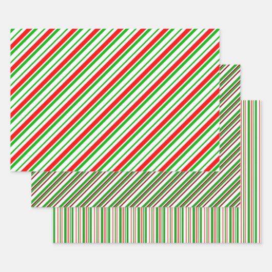 Groene, witte, rode strepen met kerststijl inpakpapier vel (Set)