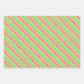 Groene, witte, rode strepen met kerststijl inpakpapier vel (Voorkant)