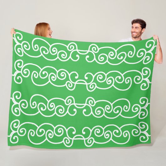 Groene witte rollen van Apple Fleece Deken (In situ)