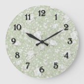 Groene Witte Romantische Bloemrijke Bruidsdouche Grote Klok (Voorkant)