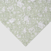 Groene Witte Romantische Bloemrijke Bruidsfeest Tissuepapier (Detail)