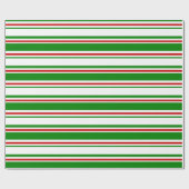 Groene, witte, rood gekleurde kerstlijnen cadeaupapier (Vlak)