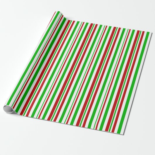 Groene, witte, rood gekleurde kerstlijnen cadeaupapier (Uitgerold)