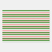 Groene, witte, rood gekleurde kerstlijnen inpakpapier vel (Voorkant 3)