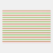 Groene, witte, rood gekleurde kerstlijnen inpakpapier vel (Voorkant 2)