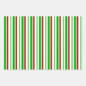Groene, witte, rood gekleurde kerstlijnen inpakpapier vel (Voorkant)