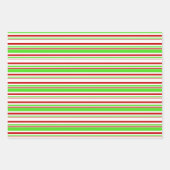 Groene, witte, rood gekleurde kerstlijnen inpakpapier vel (Voorkant 3)