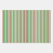 Groene, witte, rood gekleurde kerstlijnen inpakpapier vel (Voorkant)