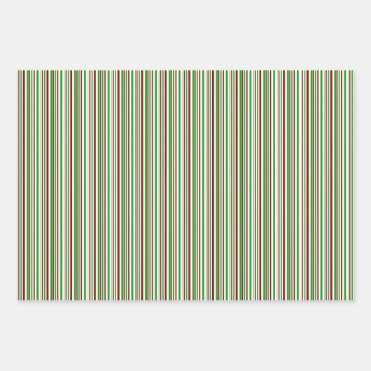 Groene, witte, rood gekleurde kerstlijnen inpakpapier vel (Voorkant)