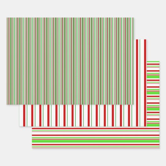 Groene, witte, rood gekleurde kerstlijnen inpakpapier vel (Set)