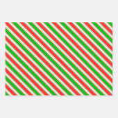 Groene, witte, rood gekleurde kerstlijnen inpakpapier vel (Voorkant 3)