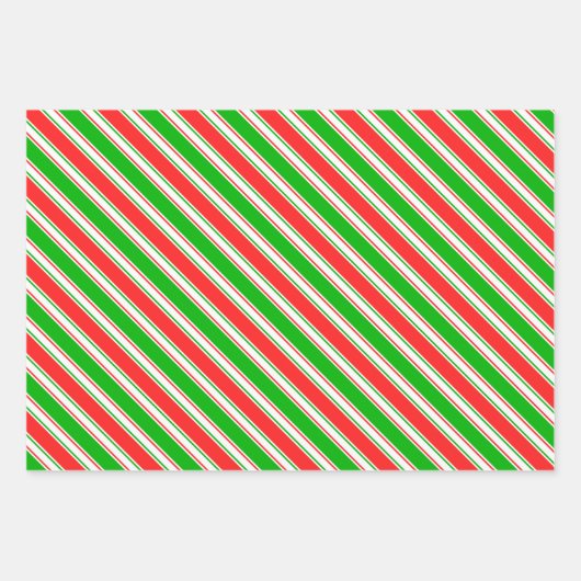 Groene, witte, rood gekleurde kerstlijnen inpakpapier vel (Voorkant 3)