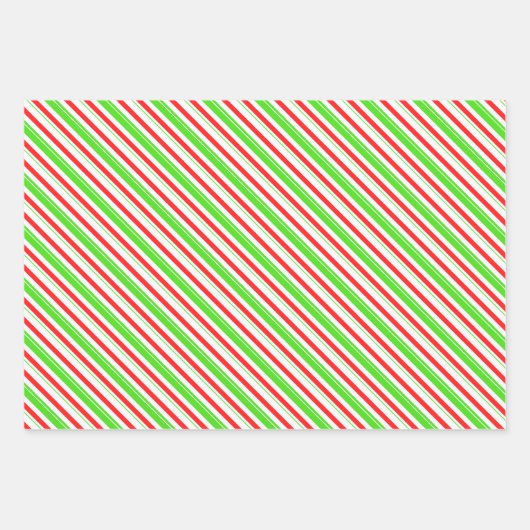 Groene, witte, rood gekleurde kerstlijnen inpakpapier vel (Voorkant 2)