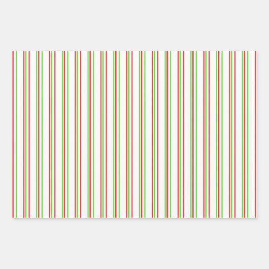 Groene, witte, rood gekleurde kerstlijnen inpakpapier vel (Voorkant 2)