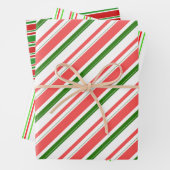Groene, witte, rood gekleurde kerstlijnen inpakpapier vel (In situ)