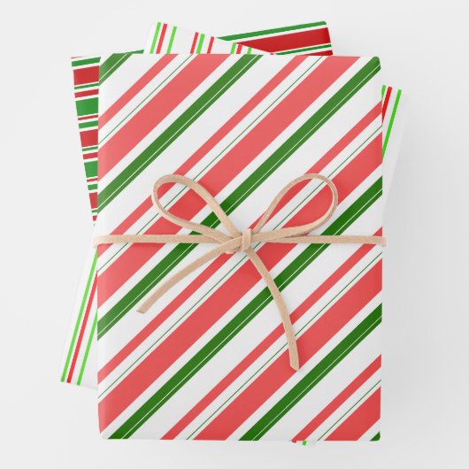 Groene, witte, rood gekleurde kerstlijnen inpakpapier vel (In situ)