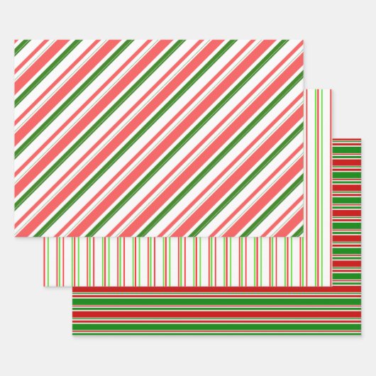 Groene, witte, rood gekleurde kerstlijnen inpakpapier vel (Set)
