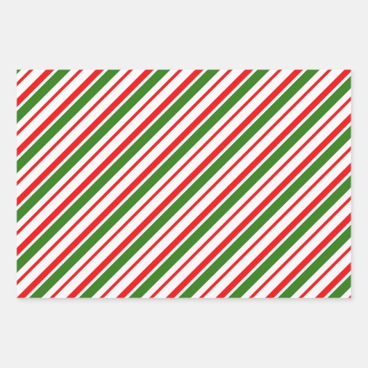 Groene, witte, rood gekleurde kerstlijnen inpakpapier vel (Voorkant 3)