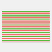 Groene, witte, rood gekleurde kerstlijnen inpakpapier vel (Voorkant 2)