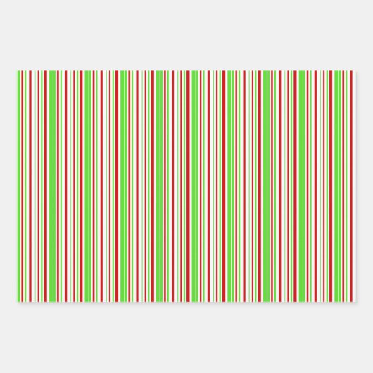 Groene, witte, rood gekleurde kerstlijnen inpakpapier vel (Voorkant)
