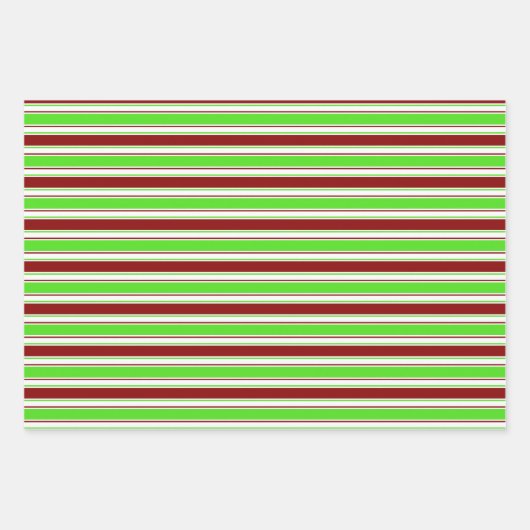 Groene, witte, rood gekleurde kerstlijnen inpakpapier vel (Voorkant 3)
