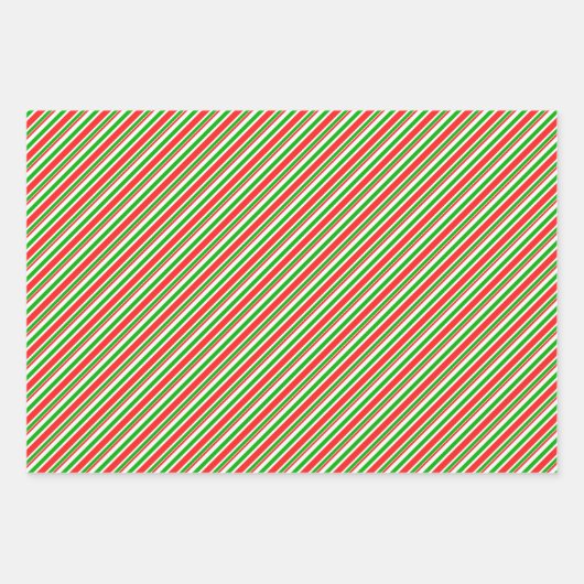 Groene, witte, rood gekleurde kerstlijnen inpakpapier vel (Voorkant 2)