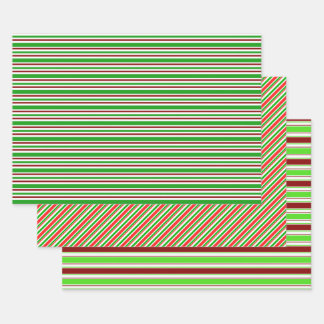 Groene, witte, rood gekleurde kerstlijnen inpakpapier vel