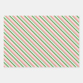 Groene, witte, rood gekleurde kerstlijnen inpakpapier vel (Voorkant 3)