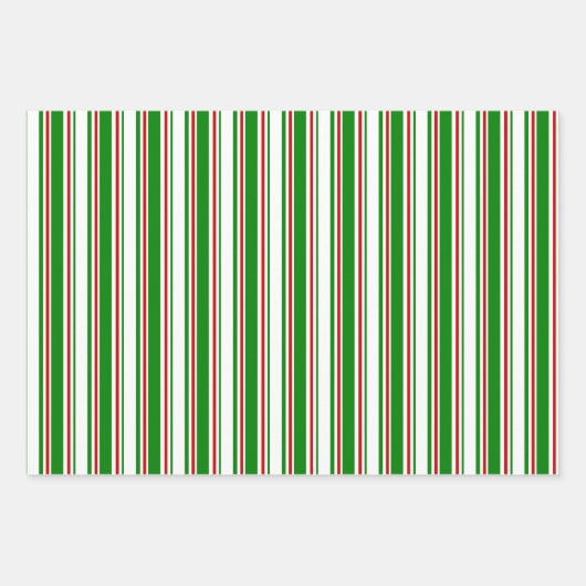 Groene, witte, rood gekleurde kerstlijnen inpakpapier vel (Voorkant 2)