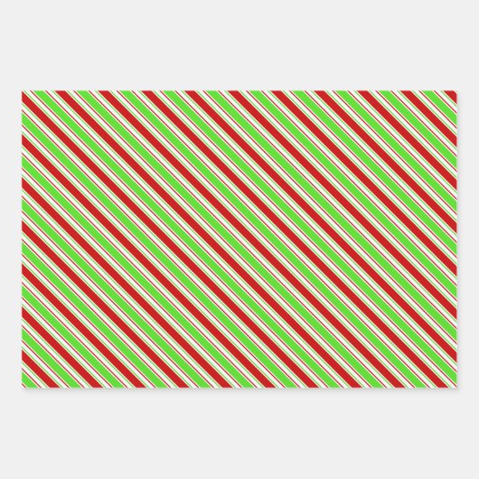Groene, witte, rood gekleurde kerstlijnen inpakpapier vel (Voorkant)
