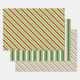 Groene, witte, rood gekleurde kerstlijnen inpakpapier vel